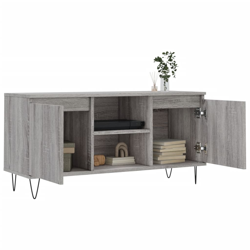 vidaXL TV Cabinet Grey Sonoma 104x35x50 cm Engineered Wood 4