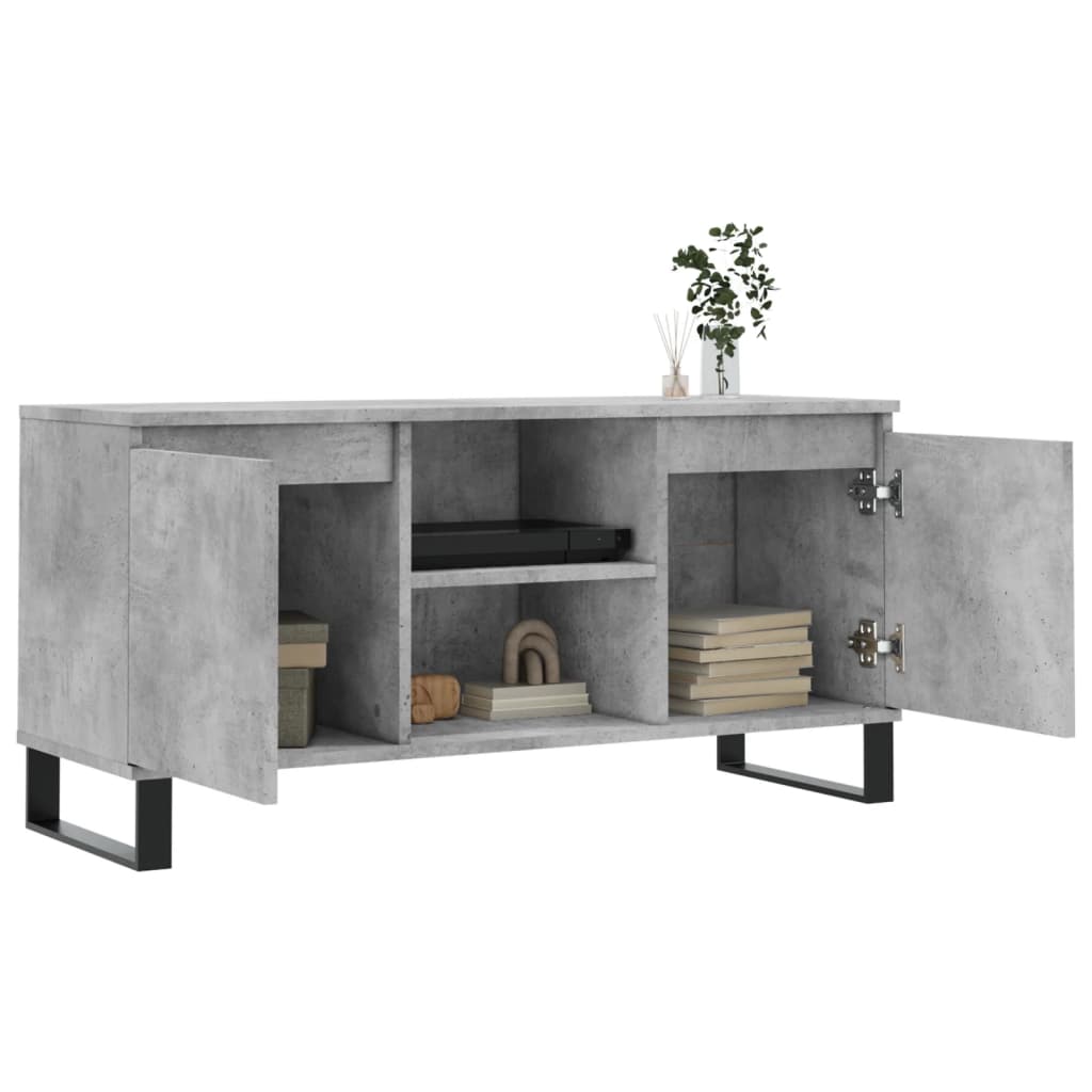 vidaXL TV Cabinet Concrete Grey 104x35x50 cm Engineered Wood 4