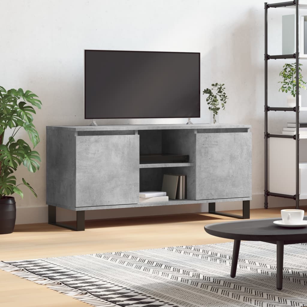 vidaXL TV Cabinet Concrete Grey 104x35x50 cm Engineered Wood 1