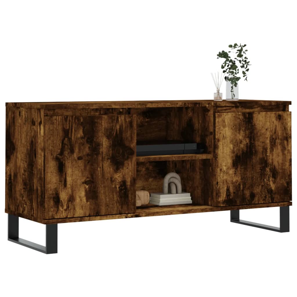 vidaXL TV Cabinet Smoked Oak 104x35x50 cm Engineered Wood 3