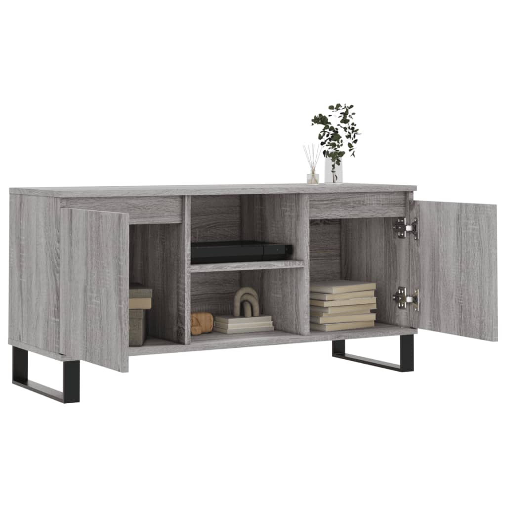 vidaXL TV Cabinet Grey Sonoma 104x35x50 cm Engineered Wood 4