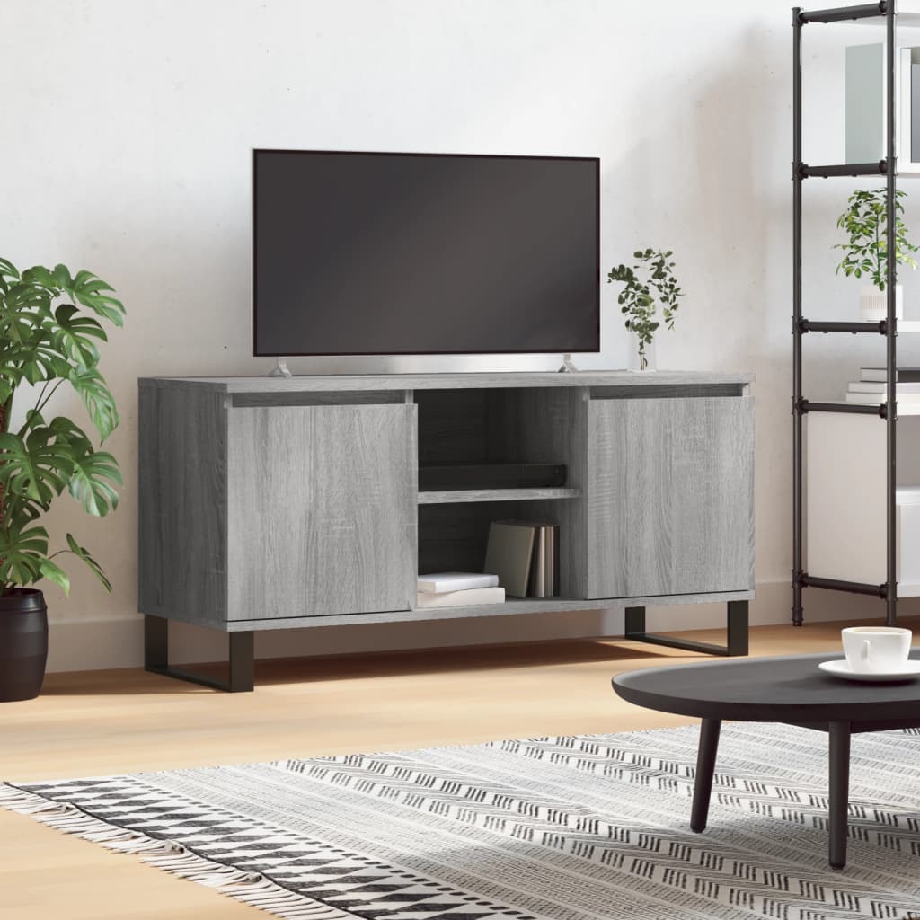 vidaXL TV Cabinet Grey Sonoma 104x35x50 cm Engineered Wood 1