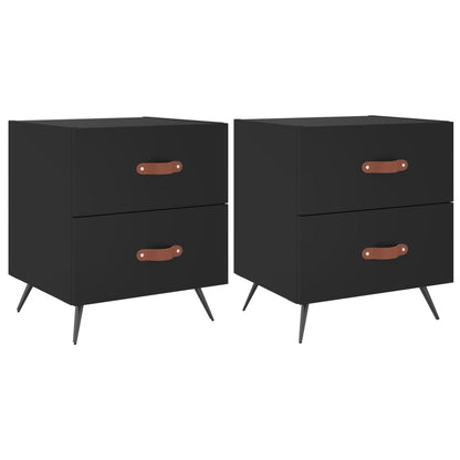 vidaXL Bedside Cabinets 2 pcs Black 40x35x47.5 cm Engineered Wood 2