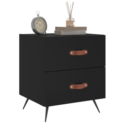 vidaXL Bedside Cabinets 2 pcs Black 40x35x47.5 cm Engineered Wood 3