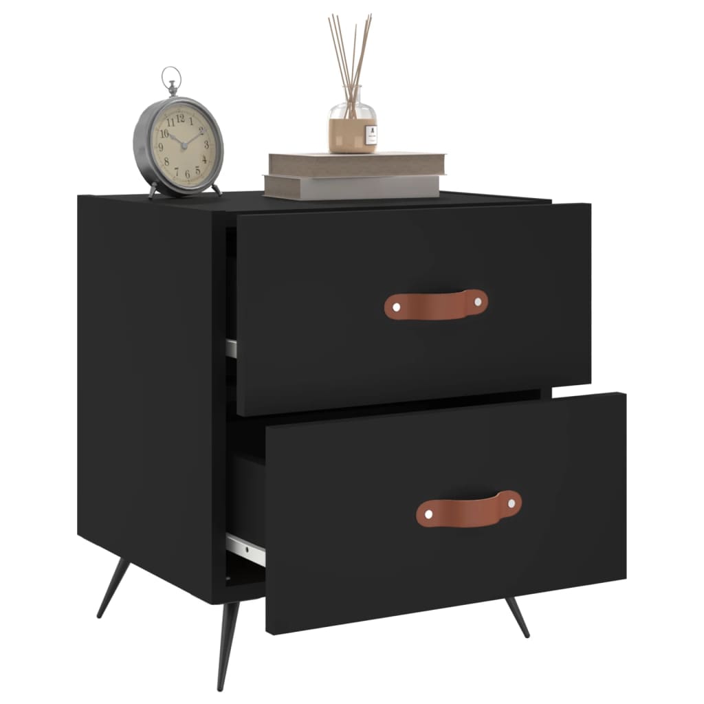 vidaXL Bedside Cabinets 2 pcs Black 40x35x47.5 cm Engineered Wood 4