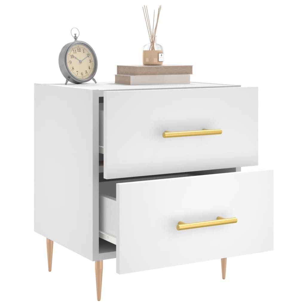 vidaXL Bedside Cabinet White 40x35x47.5 cm Engineered Wood 4