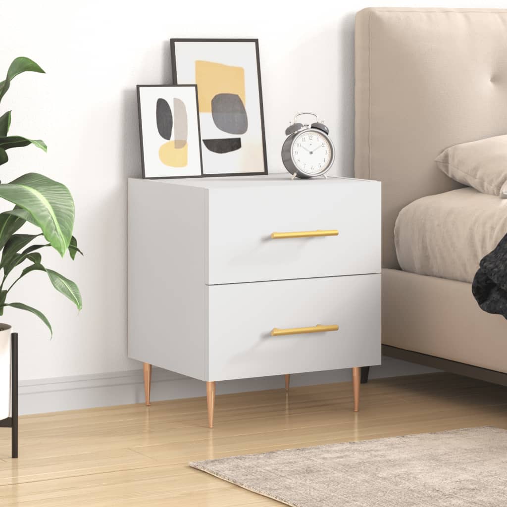 vidaXL Bedside Cabinet White 40x35x47.5 cm Engineered Wood 1