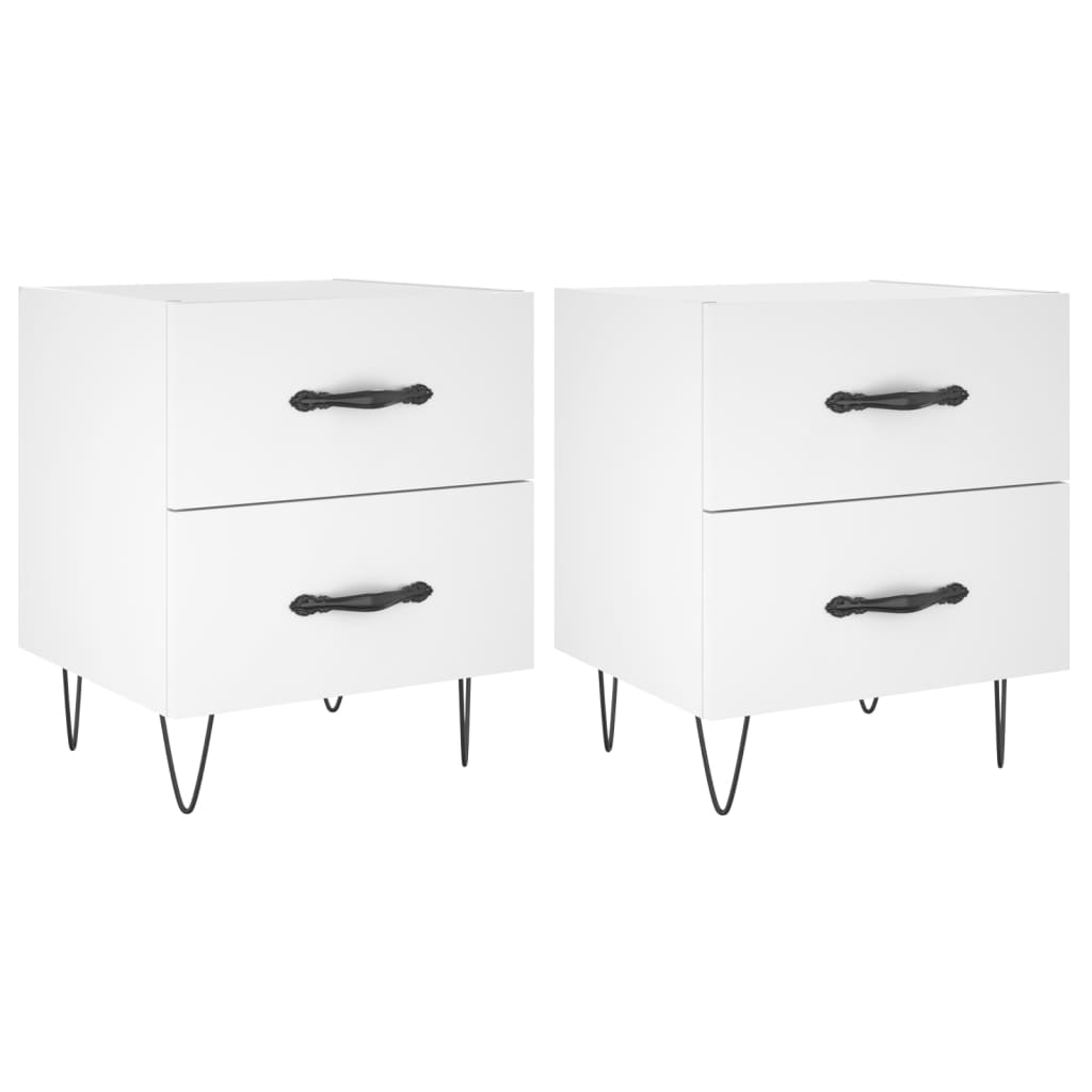 vidaXL Bedside Cabinets 2 pcs White 40x35x47.5 cm Engineered Wood 2