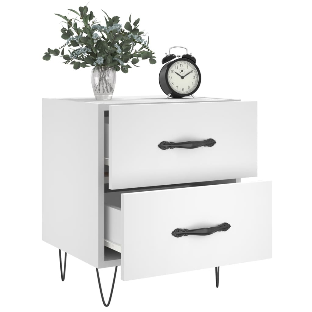 vidaXL Bedside Cabinets 2 pcs White 40x35x47.5 cm Engineered Wood 3