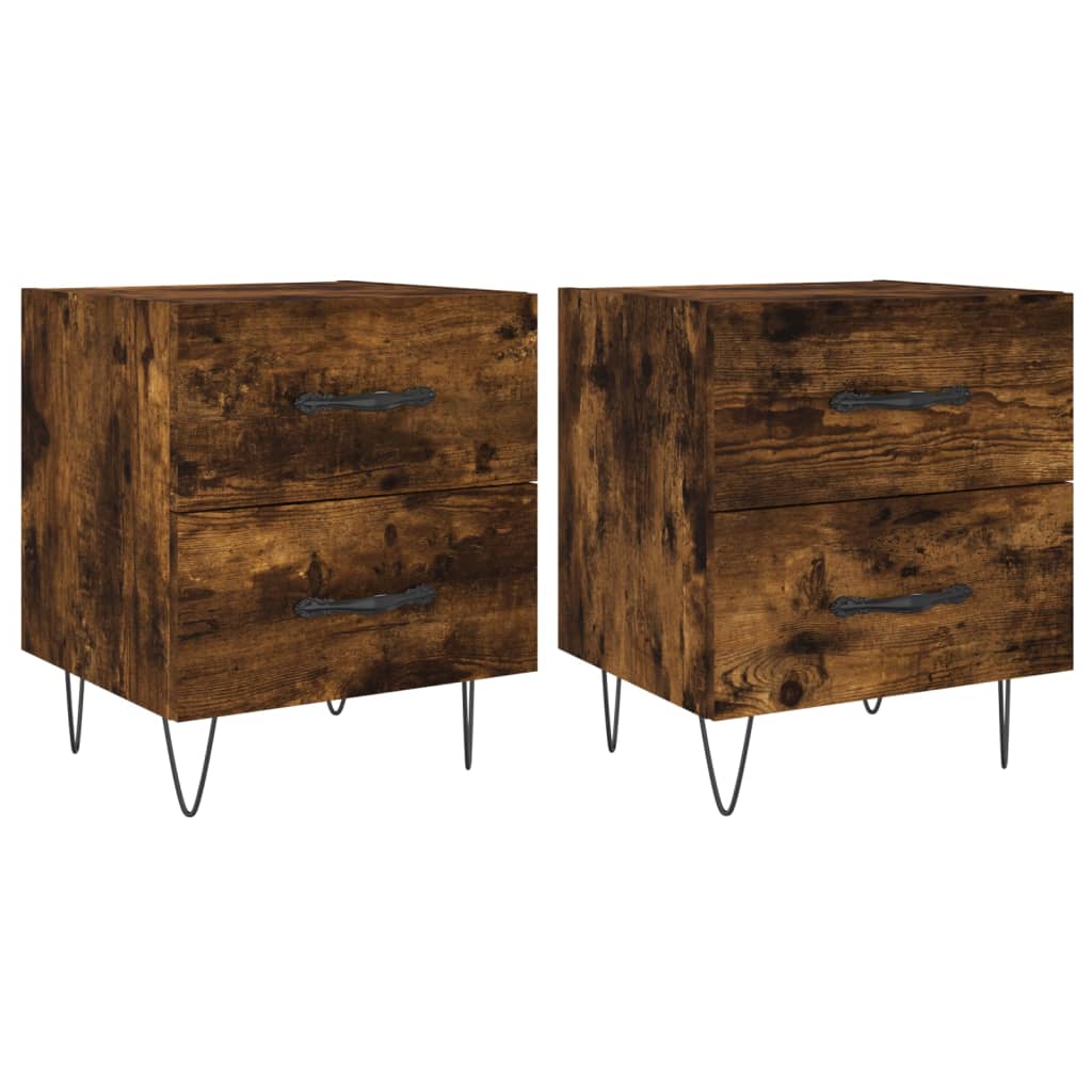 vidaXL Bedside Cabinets 2 pcs Smoked Oak 40x35x47.5 cm Engineered Wood 2