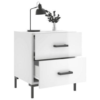 vidaXL Bedside Cabinets 2 pcs High Gloss White 40x35x47.5 cm Engineered Wood 3