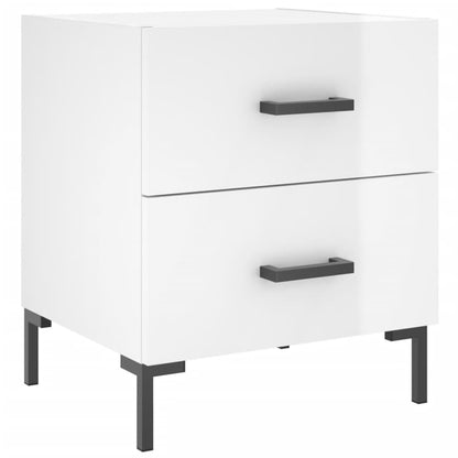 vidaXL Bedside Cabinets 2 pcs High Gloss White 40x35x47.5 cm Engineered Wood 5