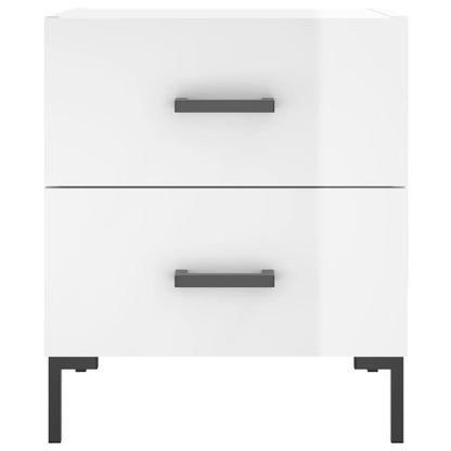 vidaXL Bedside Cabinets 2 pcs High Gloss White 40x35x47.5 cm Engineered Wood 6