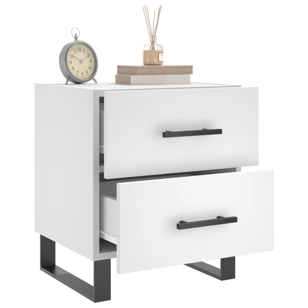 vidaXL Bedside Cabinet White 40x35x47.5 cm Engineered Wood 4