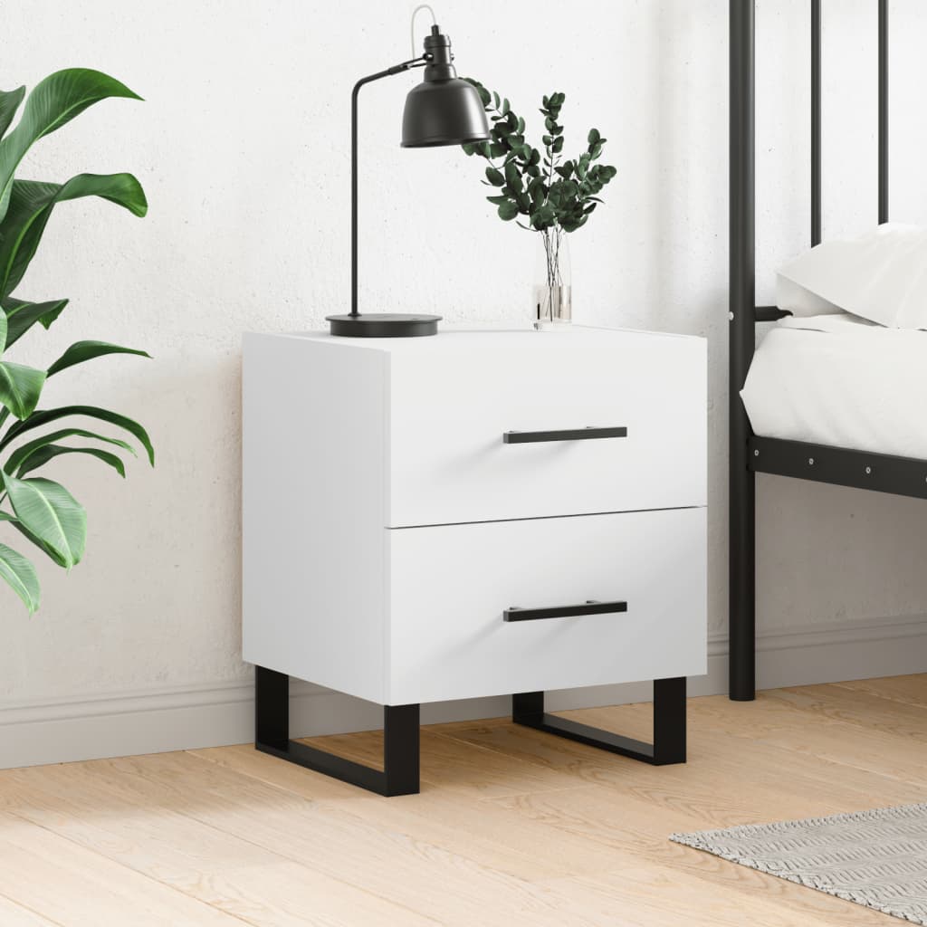 vidaXL Bedside Cabinet White 40x35x47.5 cm Engineered Wood 1