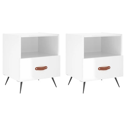 vidaXL Bedside Cabinets 2 pcs High Gloss White 40x35x47.5 cm Engineered Wood 2