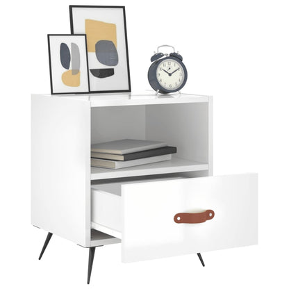vidaXL Bedside Cabinets 2 pcs High Gloss White 40x35x47.5 cm Engineered Wood 4