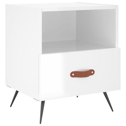 vidaXL Bedside Cabinets 2 pcs High Gloss White 40x35x47.5 cm Engineered Wood 5