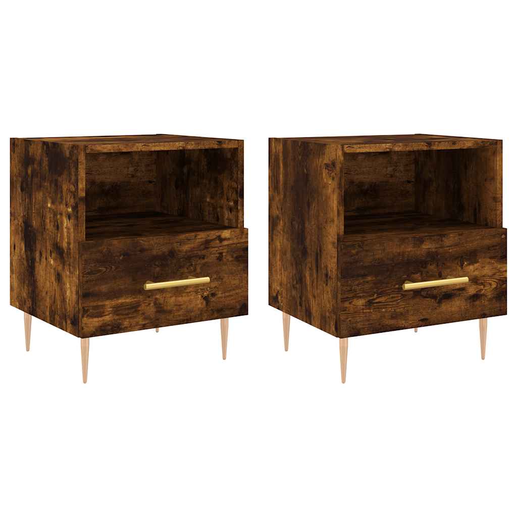 vidaXL Bedside Cabinets 2 pcs Smoked Oak 40x35x47.5 cm Engineered Wood 2
