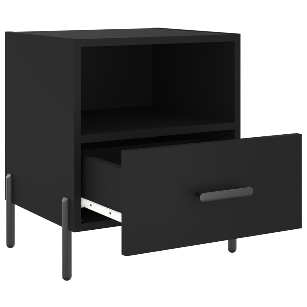 vidaXL Bedside Cabinets 2 pcs Black 40x35x47.5 cm Engineered Wood 5