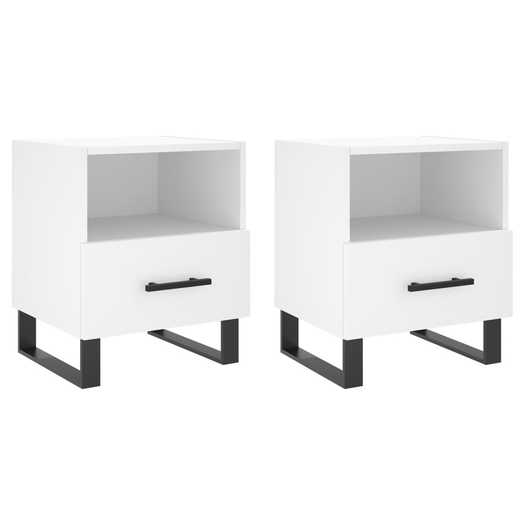 vidaXL Bedside Cabinets 2 pcs White 40x35x47.5 cm Engineered Wood 2