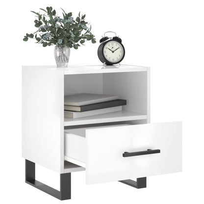 vidaXL Bedside Cabinets 2 pcs High Gloss White 40x35x47.5 cm Engineered Wood 3