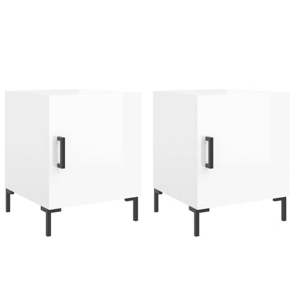 vidaXL Bedside Cabinets 2 pcs High Gloss White 40x40x50 cm Engineered Wood 2