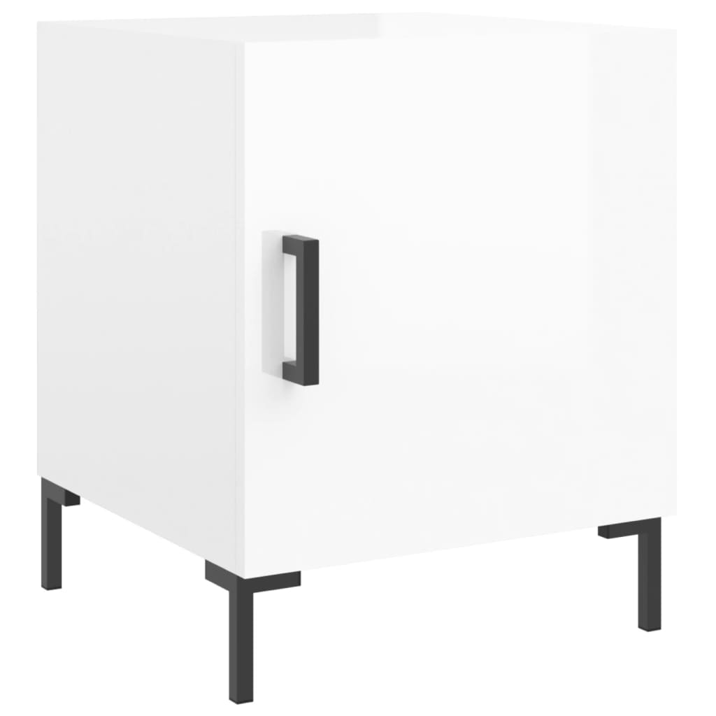 vidaXL Bedside Cabinets 2 pcs High Gloss White 40x40x50 cm Engineered Wood 3