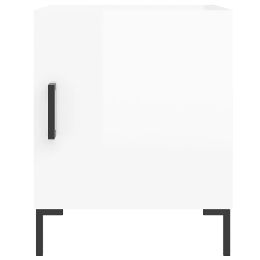 vidaXL Bedside Cabinets 2 pcs High Gloss White 40x40x50 cm Engineered Wood 4