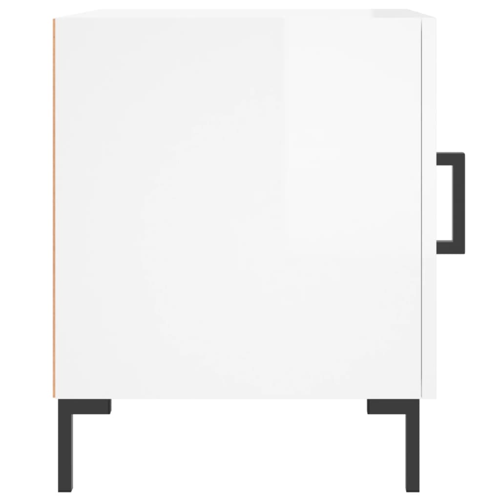vidaXL Bedside Cabinets 2 pcs High Gloss White 40x40x50 cm Engineered Wood 5