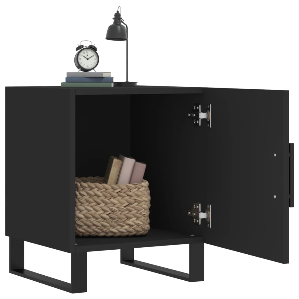 vidaXL Bedside Cabinets 2 pcs Black 40x40x50 cm Engineered Wood 3