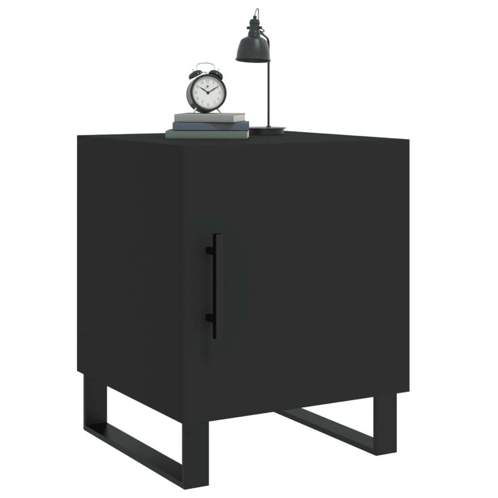 vidaXL Bedside Cabinets 2 pcs Black 40x40x50 cm Engineered Wood 4