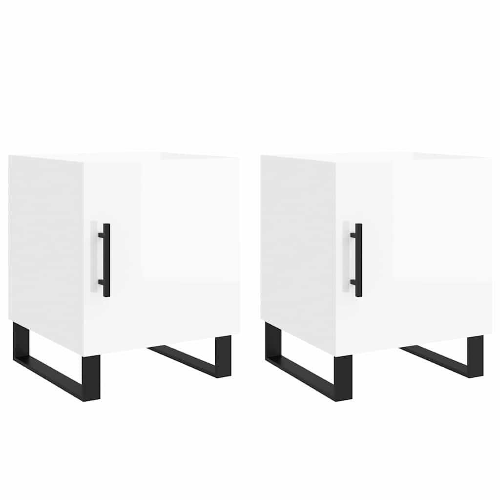 vidaXL Bedside Cabinets 2 pcs High Gloss White 40x40x50 cm Engineered Wood 2