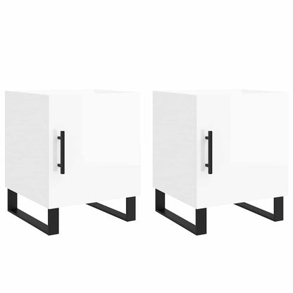 vidaXL Bedside Cabinets 2 pcs High Gloss White 40x40x50 cm Engineered Wood 2
