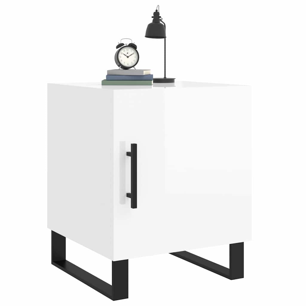 vidaXL Bedside Cabinets 2 pcs High Gloss White 40x40x50 cm Engineered Wood 4