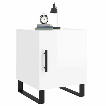 vidaXL Bedside Cabinets 2 pcs High Gloss White 40x40x50 cm Engineered Wood 4