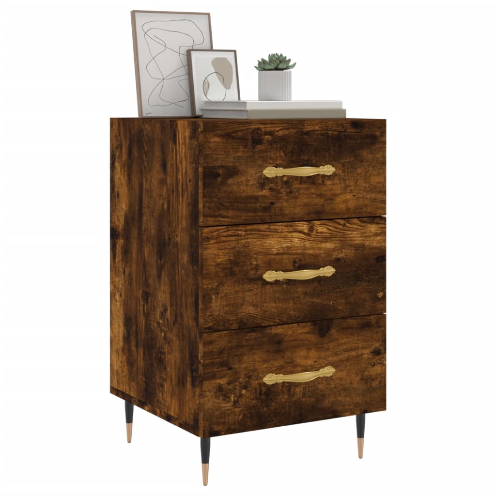 vidaXL Bedside Cabinet Smoked Oak 40x40x66 cm Engineered Wood 3