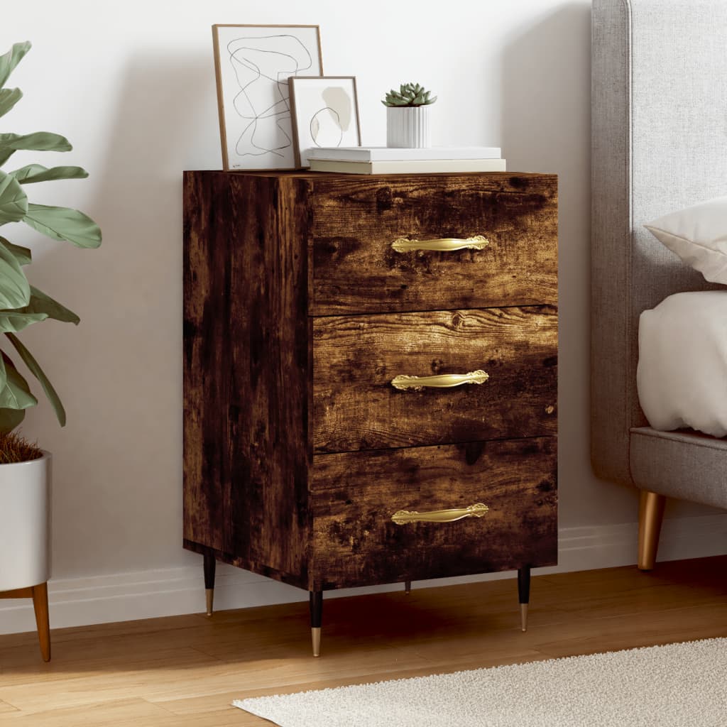 vidaXL Bedside Cabinet Smoked Oak 40x40x66 cm Engineered Wood 1