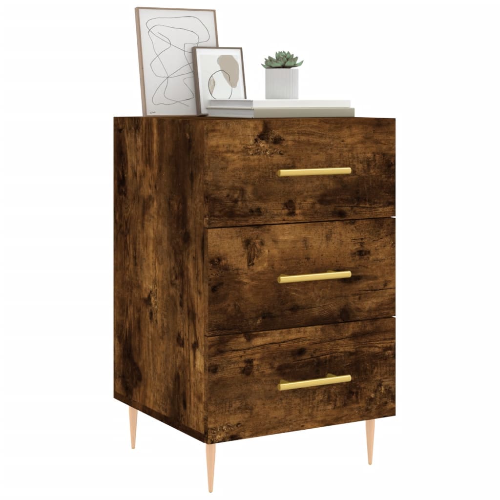 vidaXL Bedside Cabinet Smoked Oak 40x40x66 cm Engineered Wood 3
