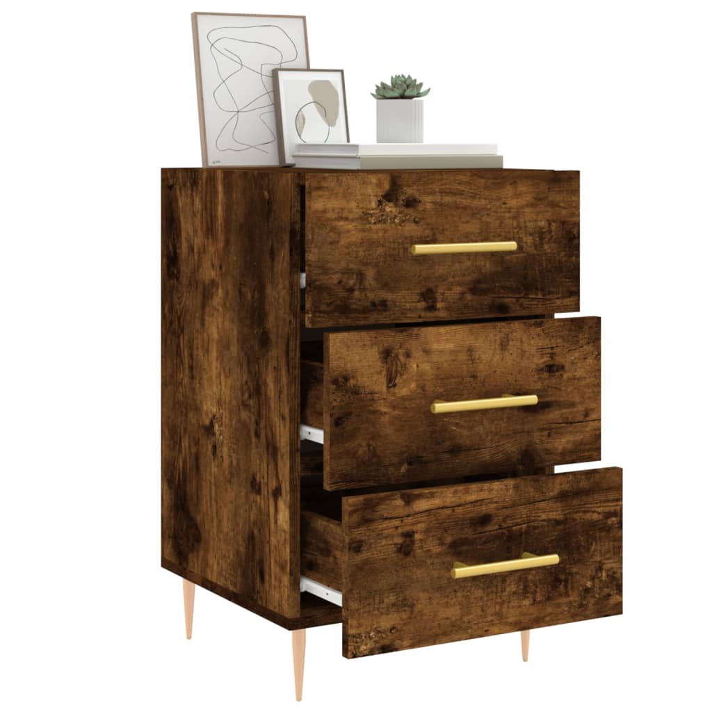 vidaXL Bedside Cabinet Smoked Oak 40x40x66 cm Engineered Wood 4