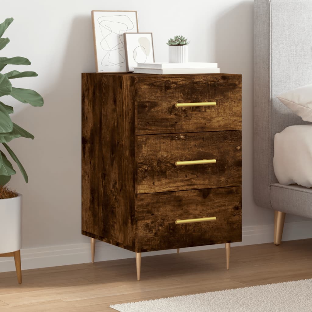 vidaXL Bedside Cabinet Smoked Oak 40x40x66 cm Engineered Wood 1