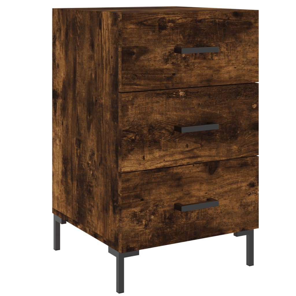 vidaXL Bedside Cabinet Smoked Oak 40x40x66 cm Engineered Wood 2