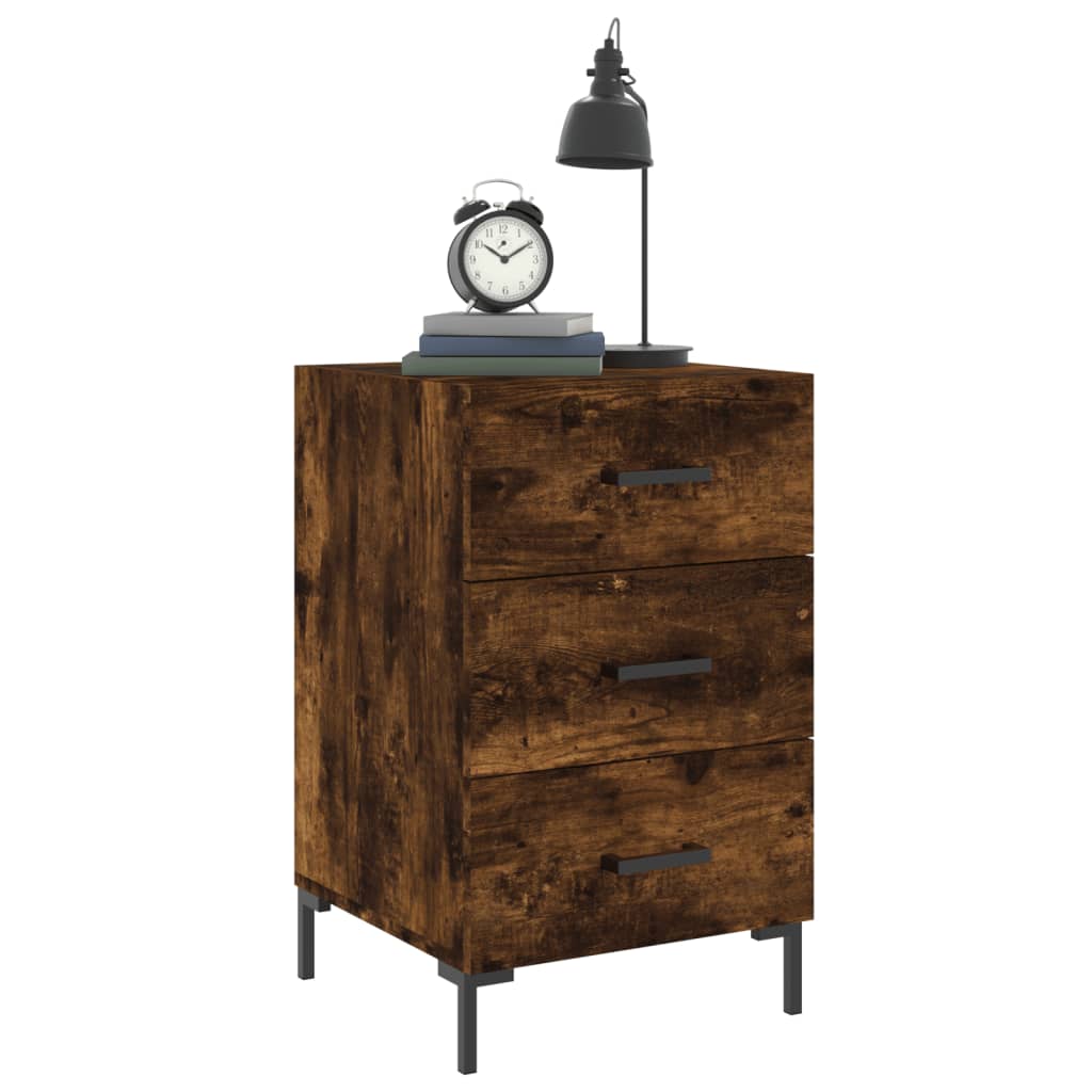 vidaXL Bedside Cabinet Smoked Oak 40x40x66 cm Engineered Wood 3