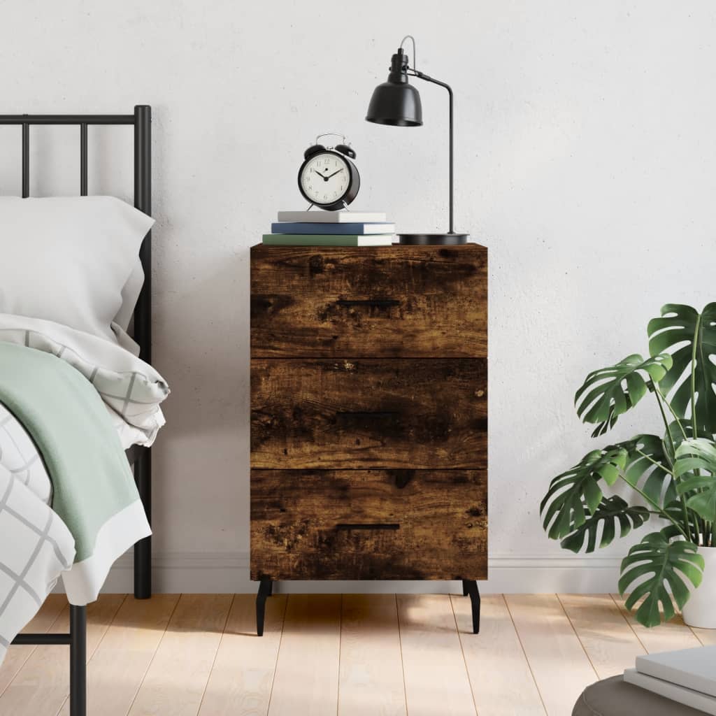 vidaXL Bedside Cabinet Smoked Oak 40x40x66 cm Engineered Wood 1