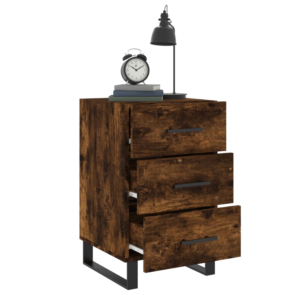 vidaXL Bedside Cabinet Smoked Oak 40x40x66 cm Engineered Wood 4