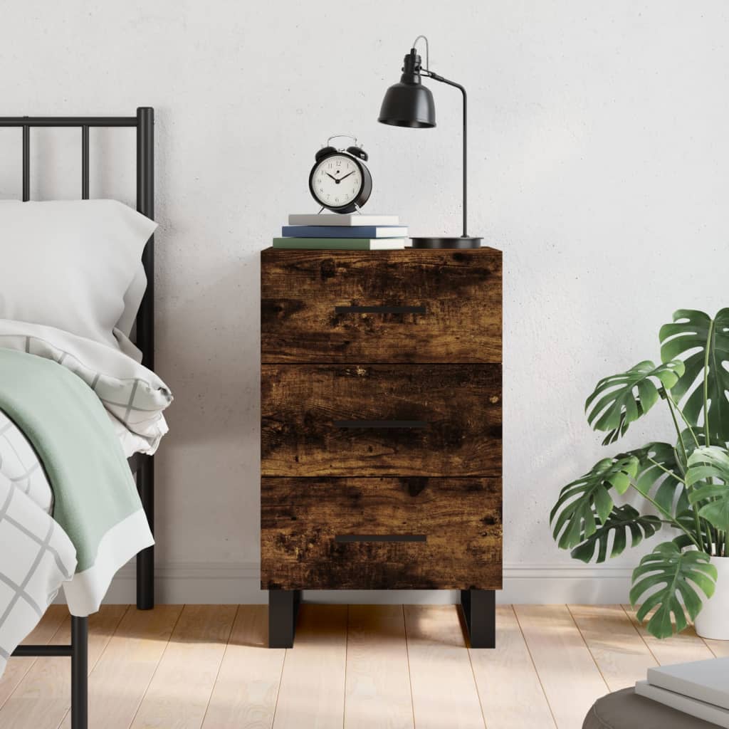 vidaXL Bedside Cabinet Smoked Oak 40x40x66 cm Engineered Wood 1