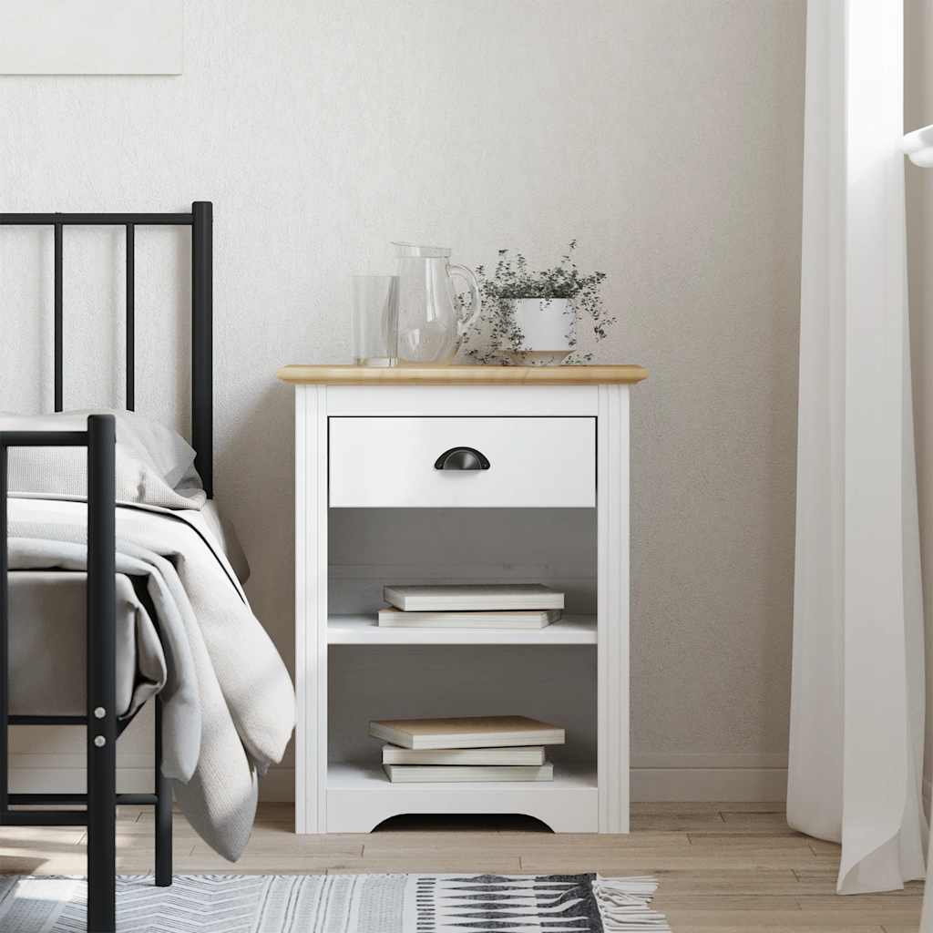 vidaXL Bedside Cabinet BODO Brown 53x38.5x66 cm Solid Wood Pine 1