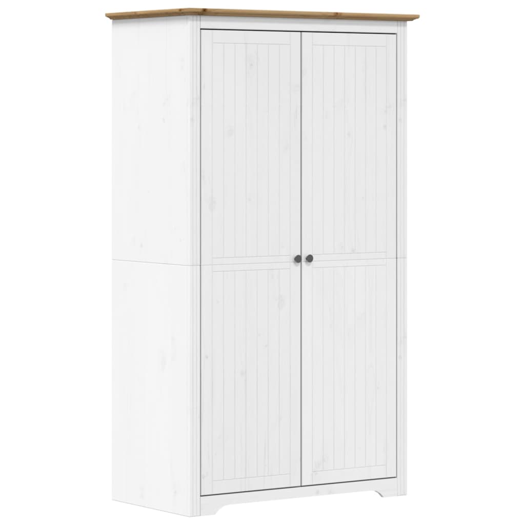 vidaXL Wardrobe "BODO" White and Brown 99x53,5x173 cm Solid Wood Pine 2