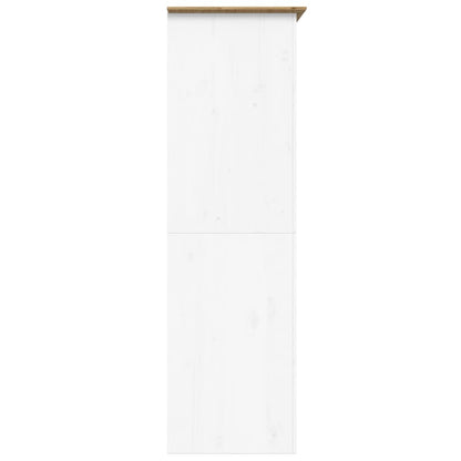 vidaXL Wardrobe "BODO" White and Brown 99x53,5x173 cm Solid Wood Pine 5