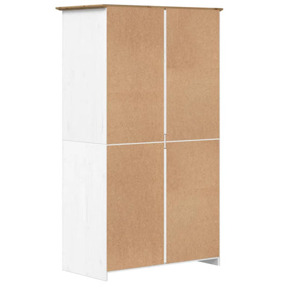 vidaXL Wardrobe "BODO" White and Brown 99x53,5x173 cm Solid Wood Pine 6